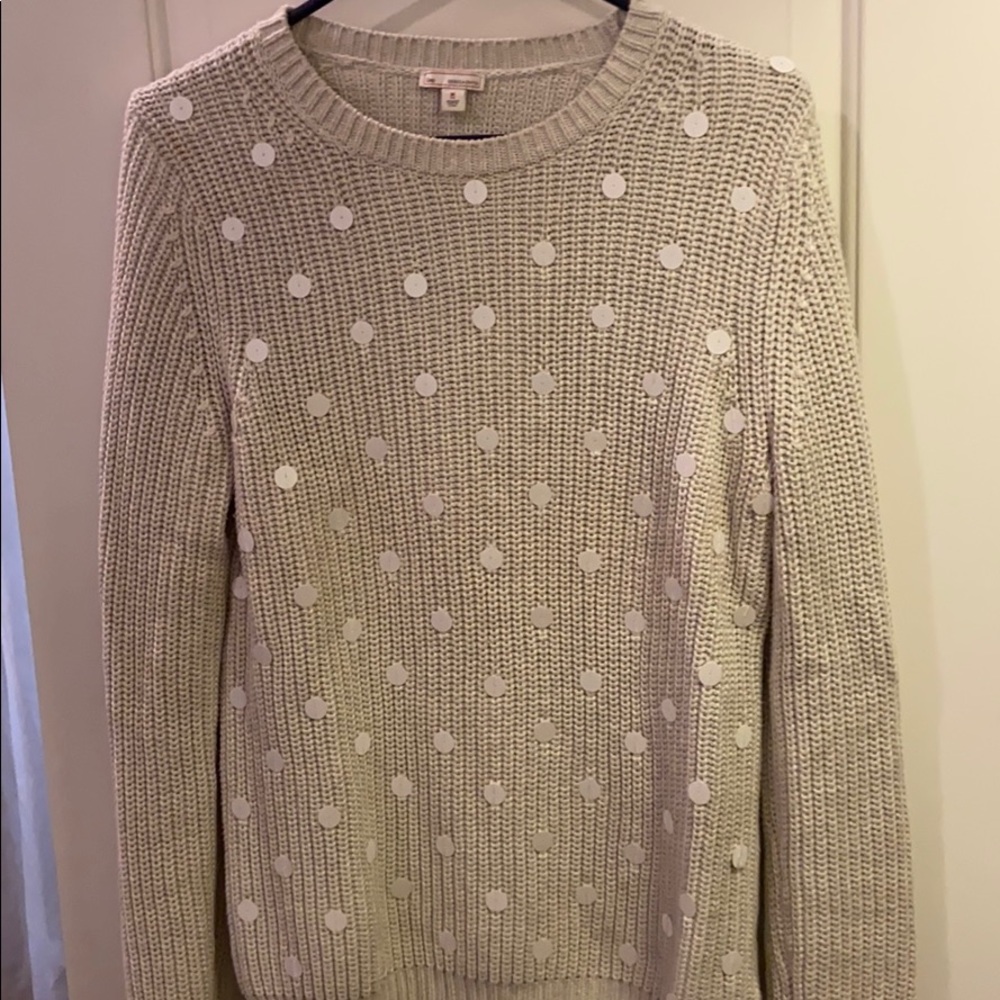 Gap cream sequin sweater sz M TALL